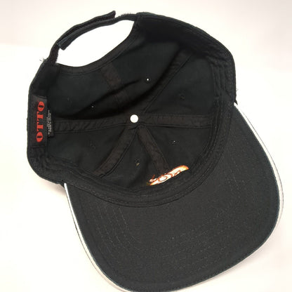 Otto Strapback Hat Black One Size Adjustable Embroidered Vented Holes 6 Panel