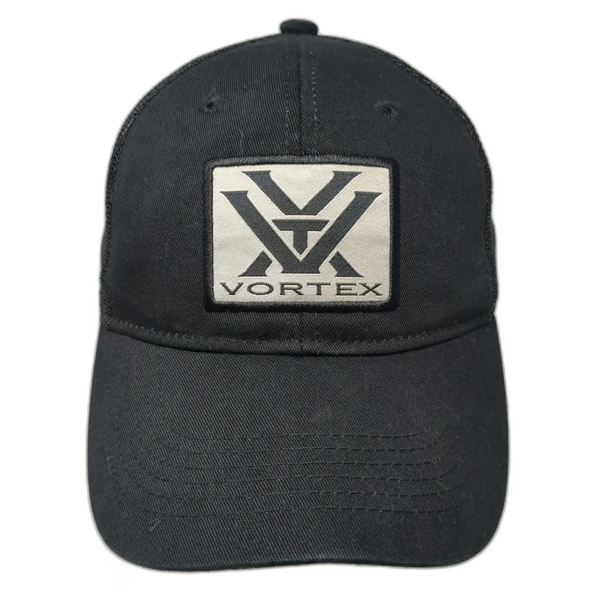 Vortex Trucker Hat Black One Size Mesh Back Snapback Logo Patch Optic Logo