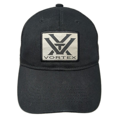 Vortex Trucker Hat Black One Size Mesh Back Snapback Logo Patch Optic Logo