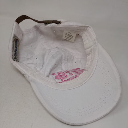 Let's Go Brandon Slideback Hat White One Size Embroidered Leather Strap
