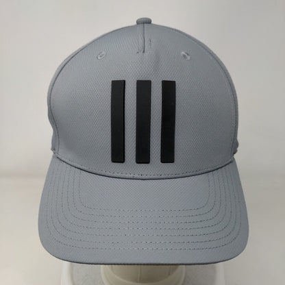 Adidas 3 Stripes Snapback Hat Gray OSFM Adjustable Solid Vent Holes