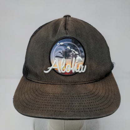 Aloha Snapback Mesh Back Trucker Hat Black One Size Adjustable Honolua