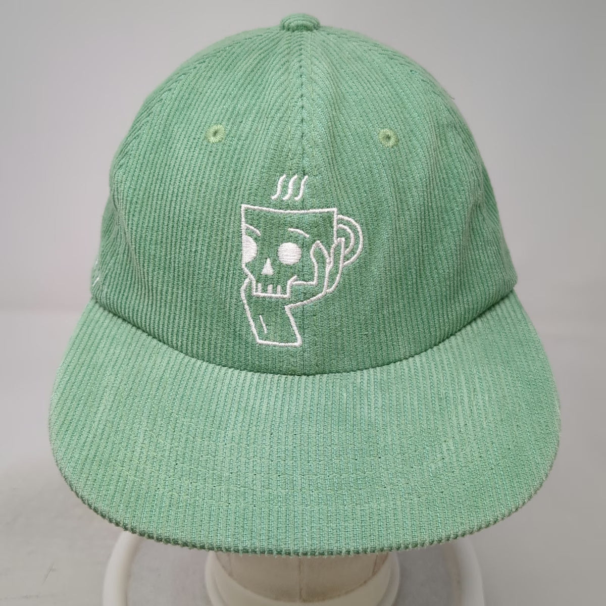 Pine Coffee Supply Baseball Cap Green One Size Corduroy Skull Mug Strapback Hat