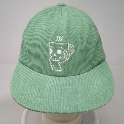 Pine Coffee Supply Baseball Cap Green One Size Corduroy Skull Mug Strapback Hat