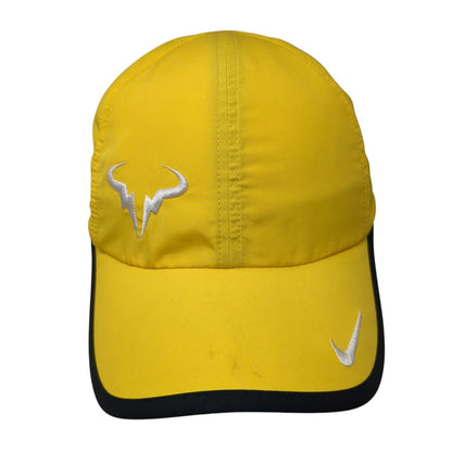 Nike Rafa Nadal Featherlight Dri Fit Strapback Hat Yellow OSFA Embroidered Logo