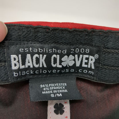 Black Clover Baseball Cap Red M Live Lucky Clover Logo Stretch Performance Hat