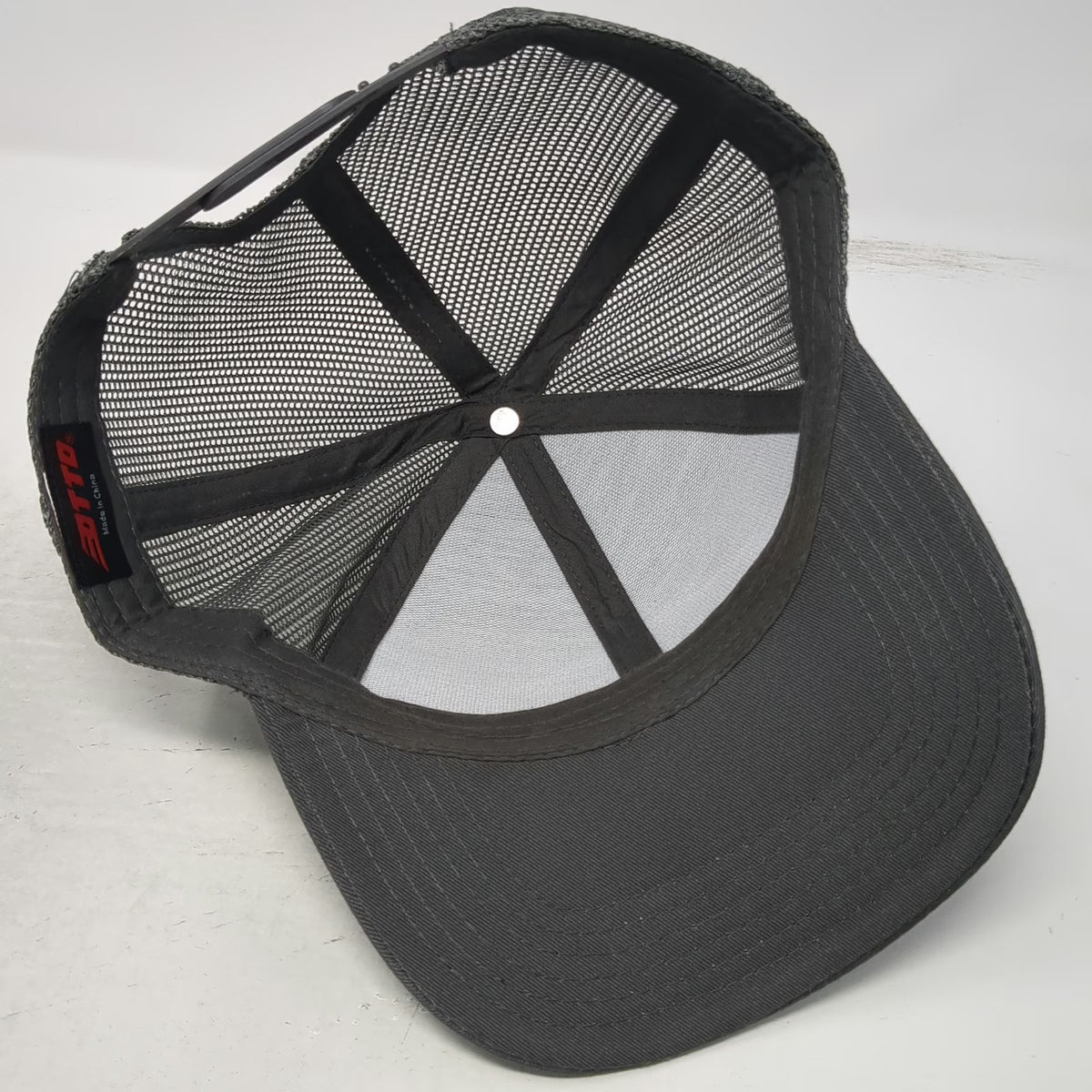 Otto Trucker Hat Gray OSFM Rome Station Oregon Leather Patch Adjustable Mesh Cap