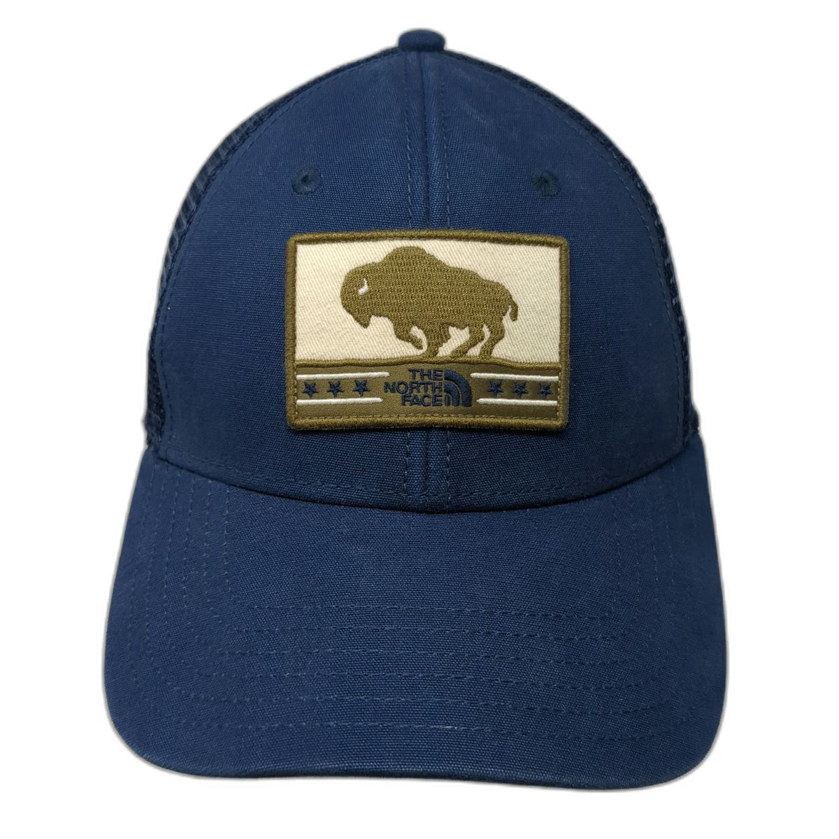 The North Face Trucker Hat Blue One Size Bison Patch Mesh Snapback Adventure