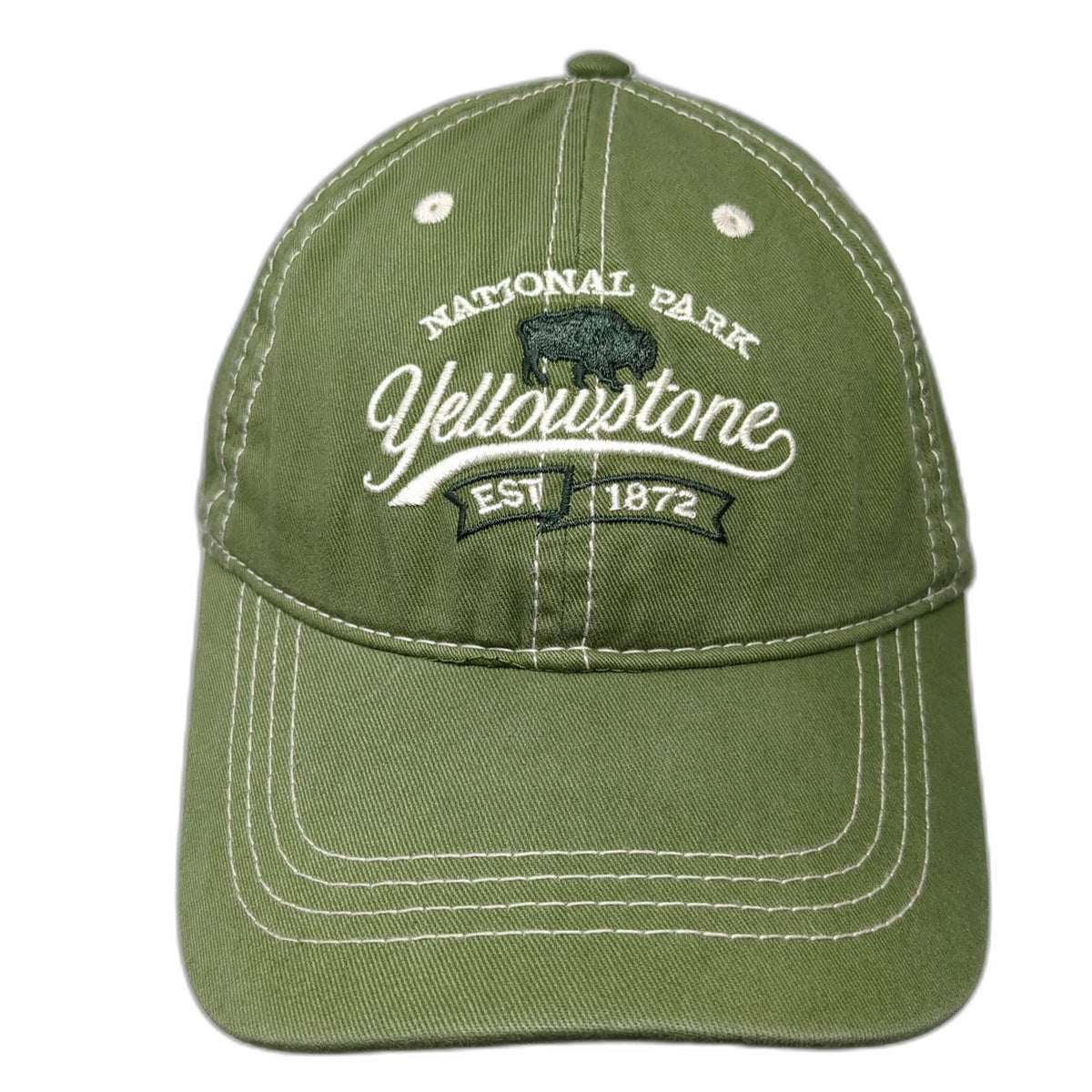 Prairie Mountain Baseball Cap Green One Size Yellowstone National Park Bison Hat