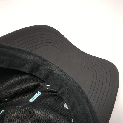 PUMA Strapback Hat Black One Size Adjustable Embroidered Vented Holes 6 Panel