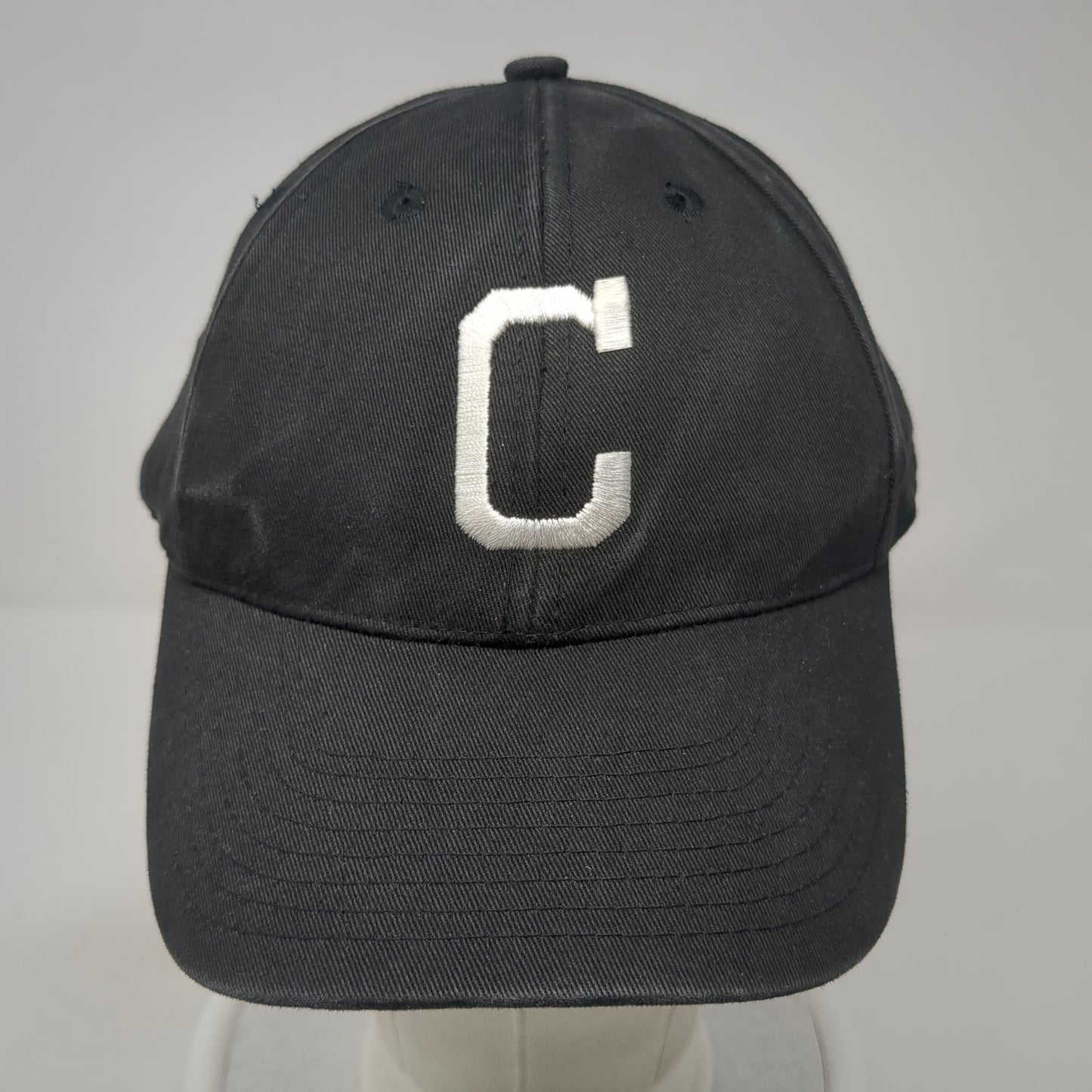 Letter C Strapback Hat Black One Size Adjustable Embroidered Solid TCK