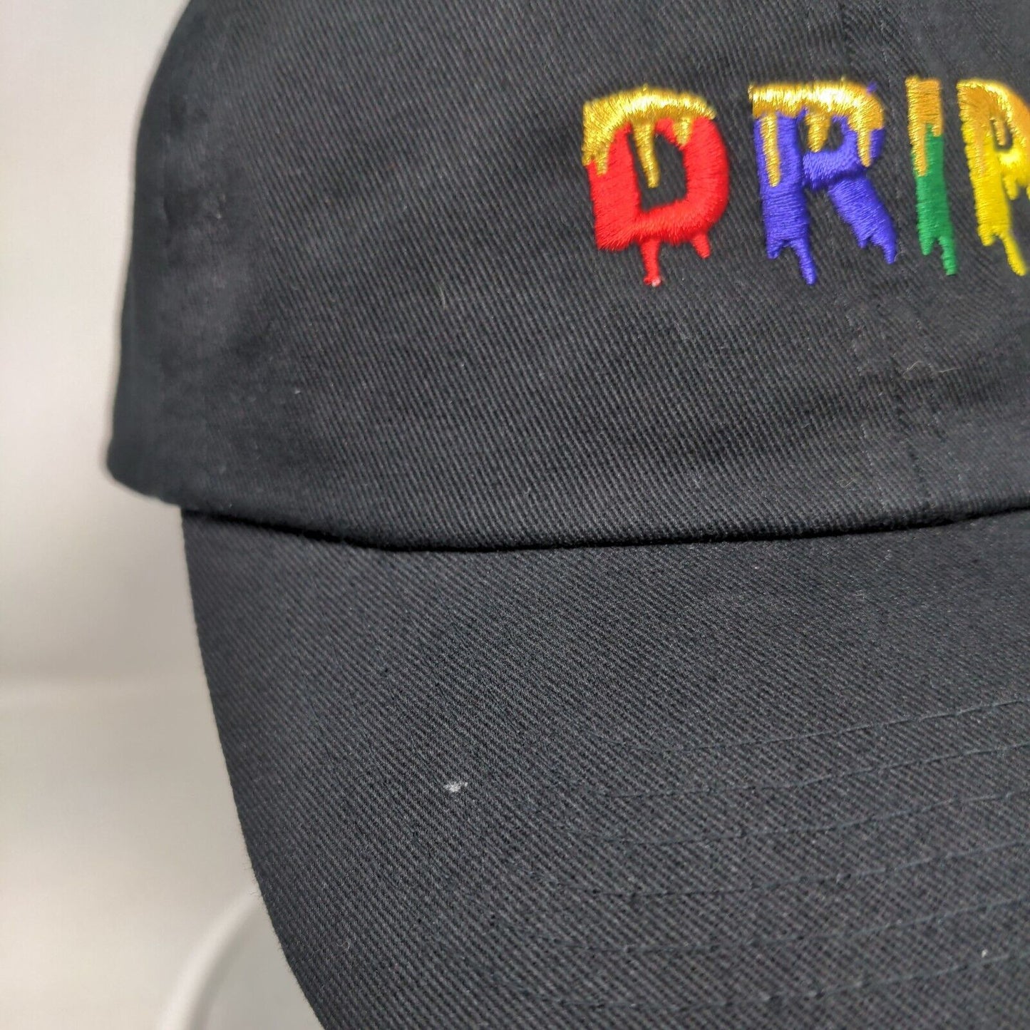 Drip Slideback Hat Black One Size Adjustable Embroidered Top Level Cotton