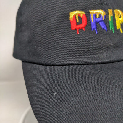 Drip Slideback Hat Black One Size Adjustable Embroidered Top Level Cotton