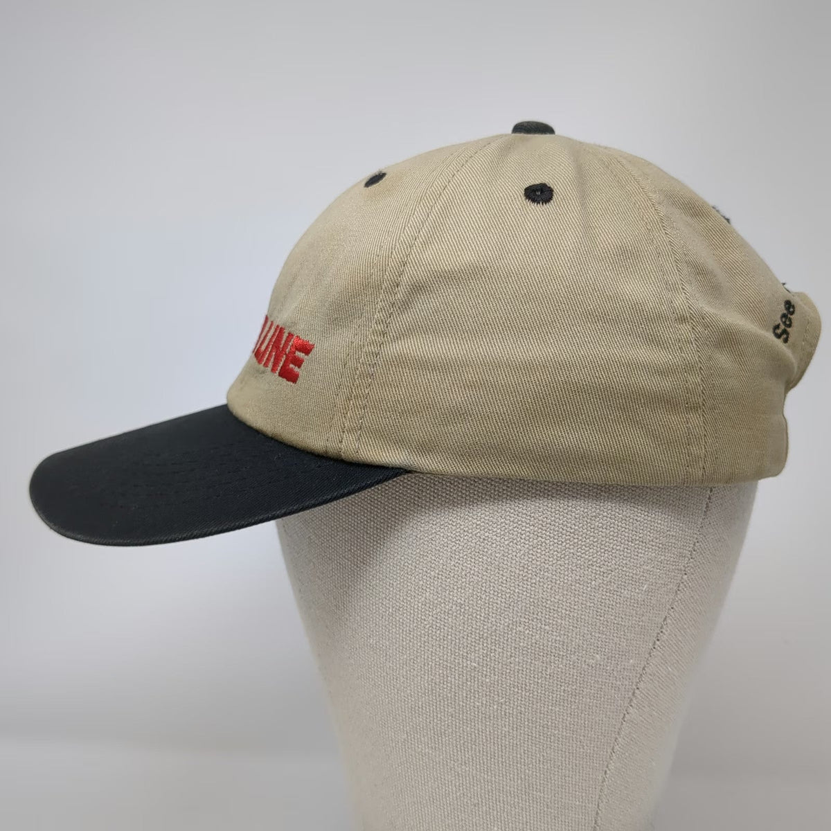 K-Products Baseball Cap Beige Black Bottom Line One Size Slideback Hat Slogan