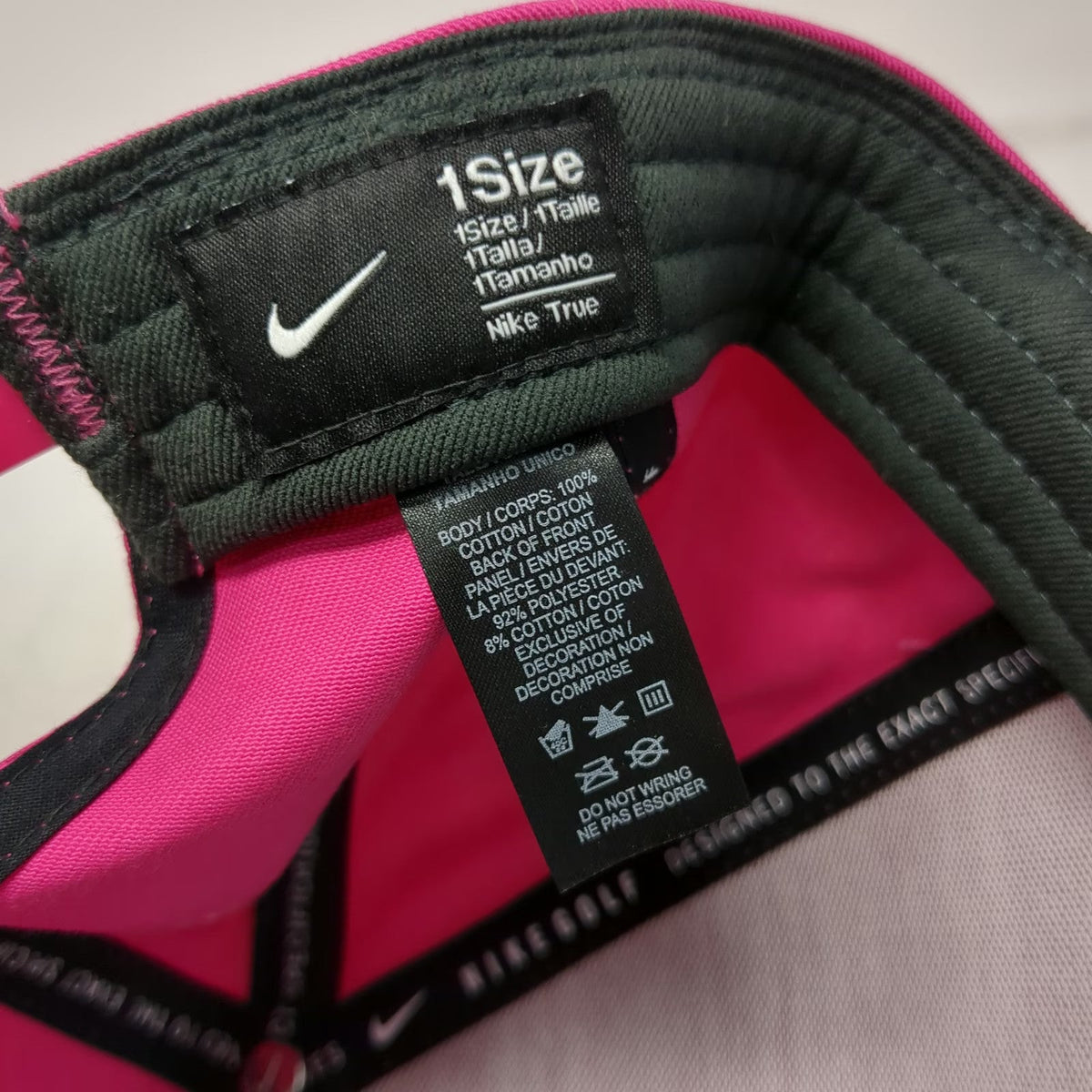 Nike 5 Panel Pink One Size Snapback Hat Golf Swoosh Patch Rope Green Underbill