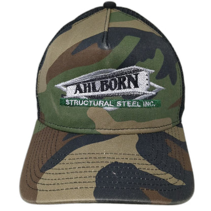 New Era Trucker Hat Green Camo One Size Ahlborn Structural Steel American Flag