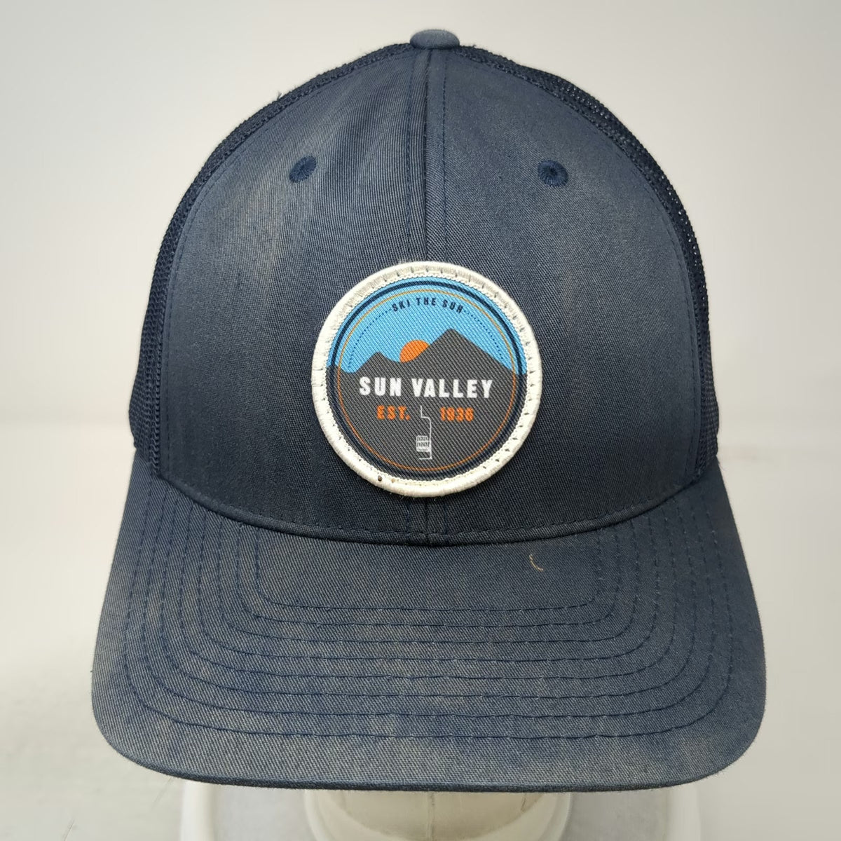 YOU KNOW Trucker Hat Blue One Size Sun Valley Ski Resort Mountain Patch Snapback