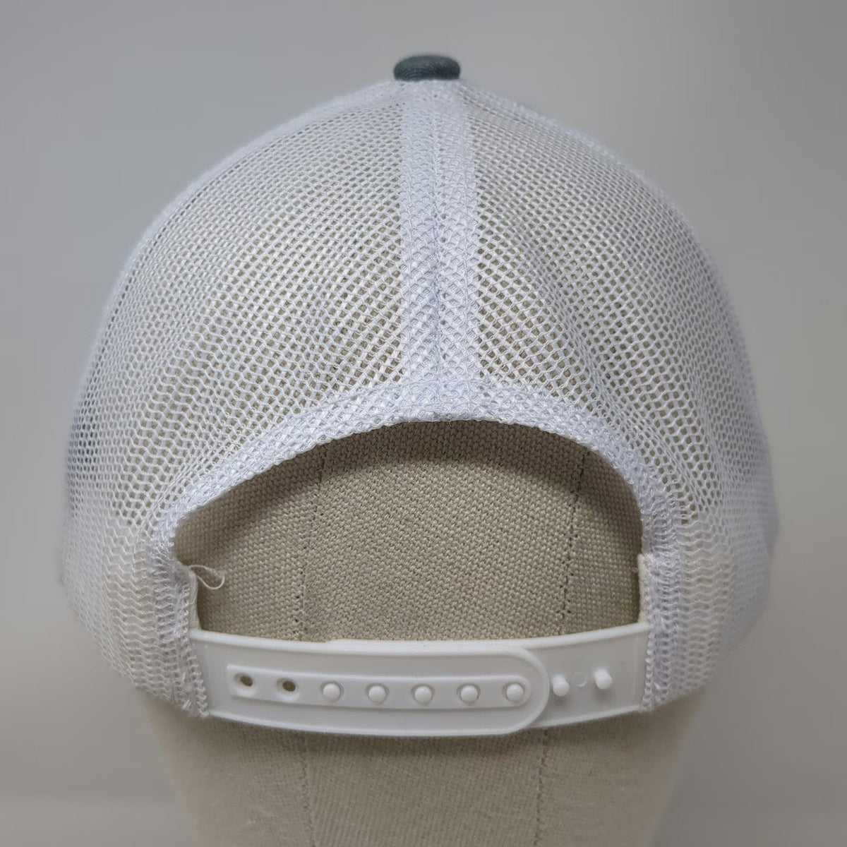 Scheels Trucker Hat Gray White Brown One Size Leather Patch Mesh Back Snapback