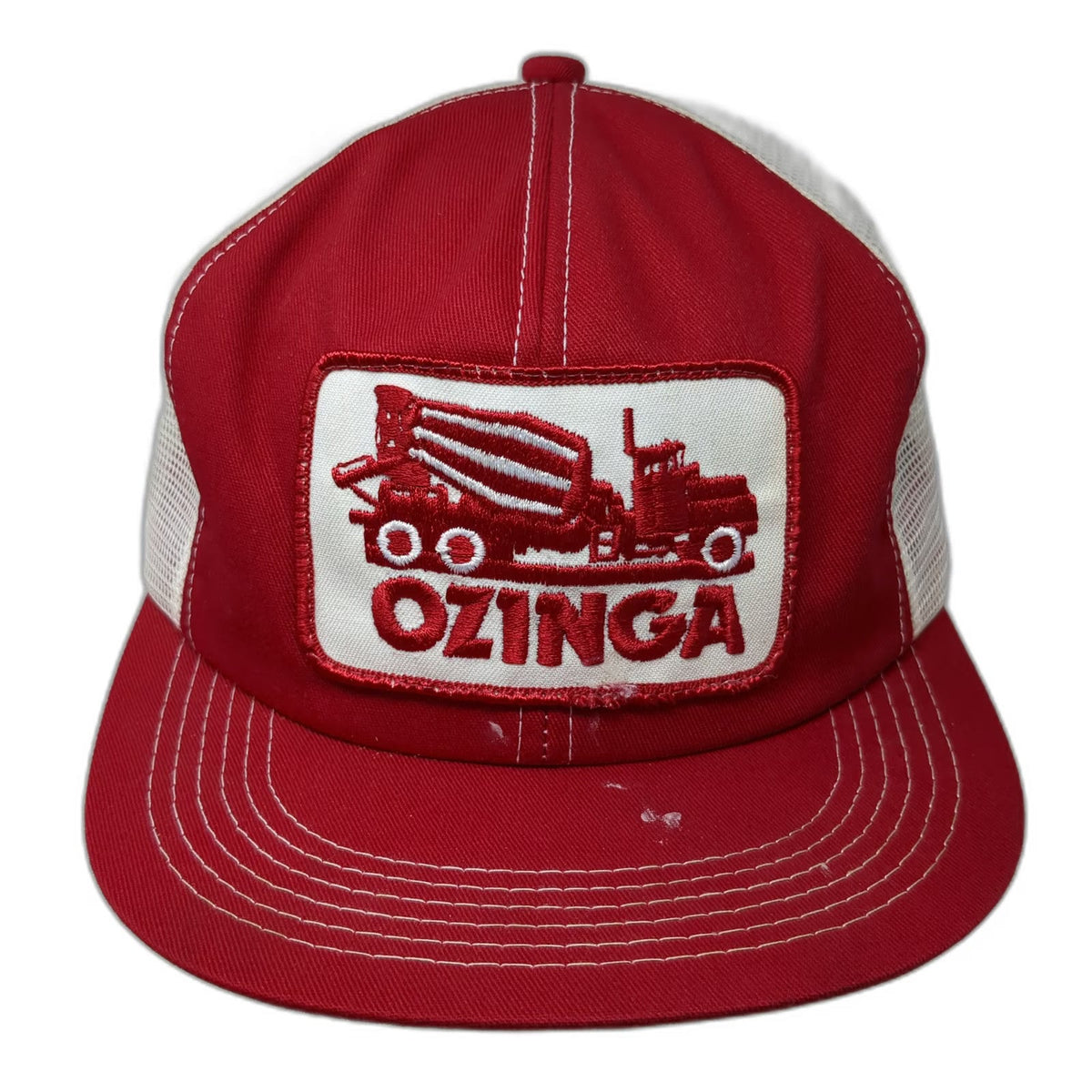 Ozinga Concrete Mixer Truck Red White One Size Trucker Hat Snapback Mesh Cap