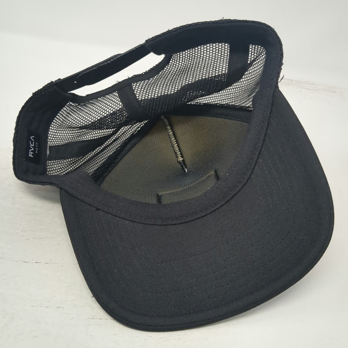 RVCA Trucker Hat Black One Size Mesh Back Snapback Foam Front Logo Patch