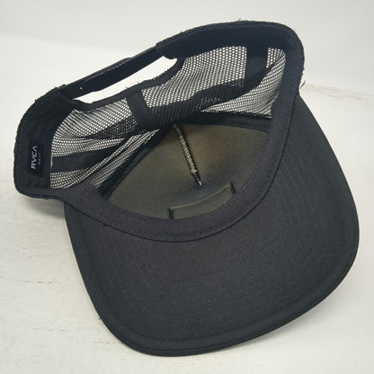 RVCA Trucker Hat Black One Size Mesh Back Snapback Foam Front Logo Patch