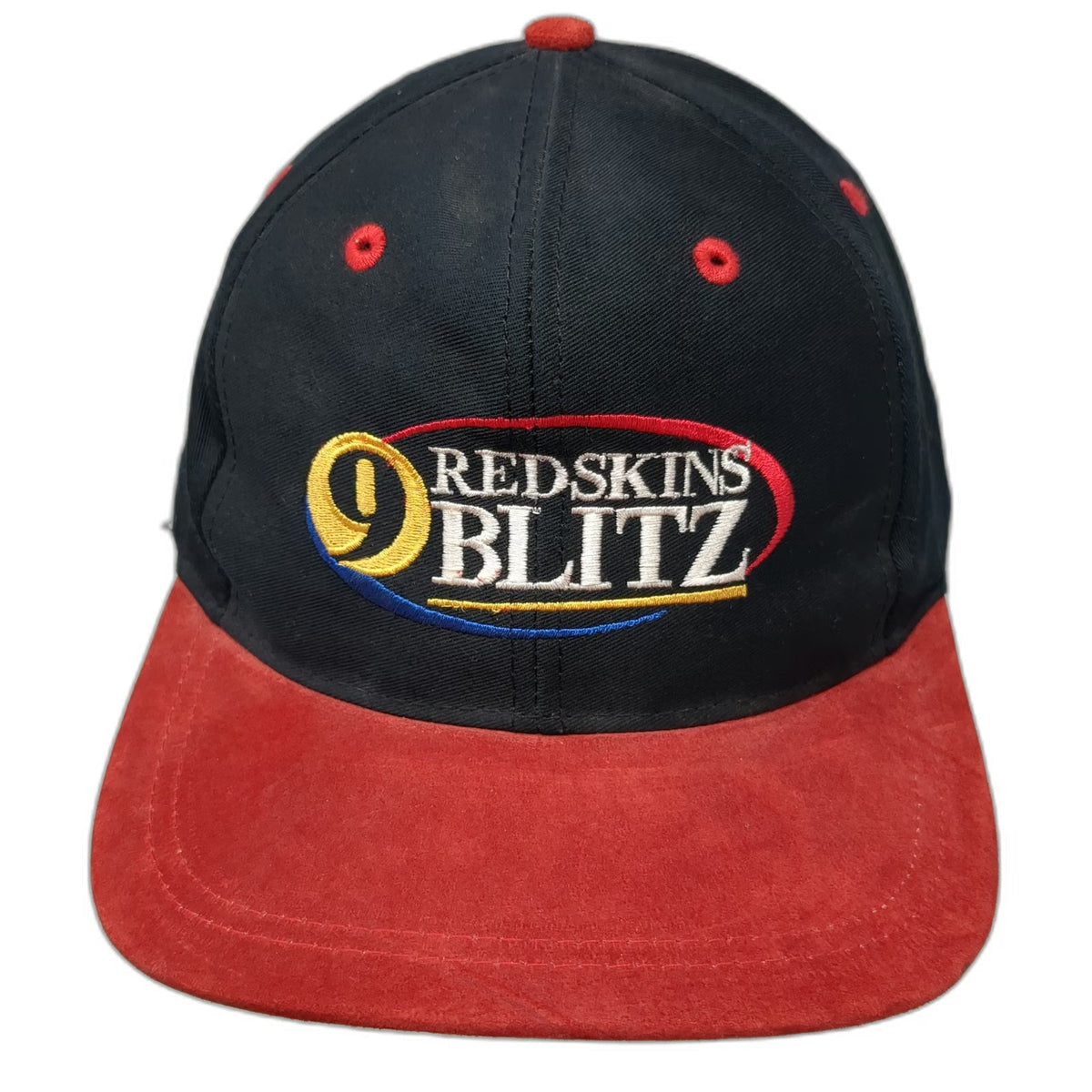 Head To Toe Baseball Cap Black Red Suede Brim 9 Redskins Blitz Hat Vintage