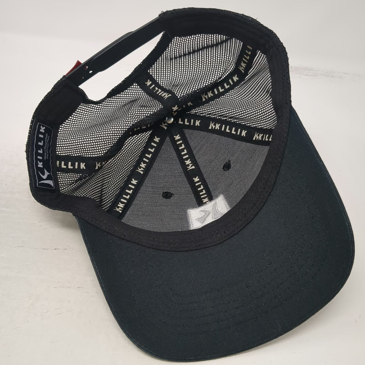 Killik Trucker Hat Black One Size Snapback Mesh Logo Square Patch Structured