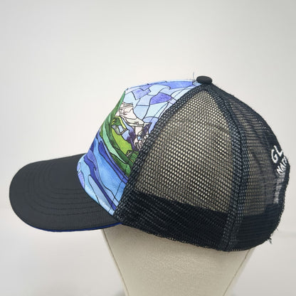 Headsweats Trucker Hat Black One Size Glacier National Park Stained Glass Mesh