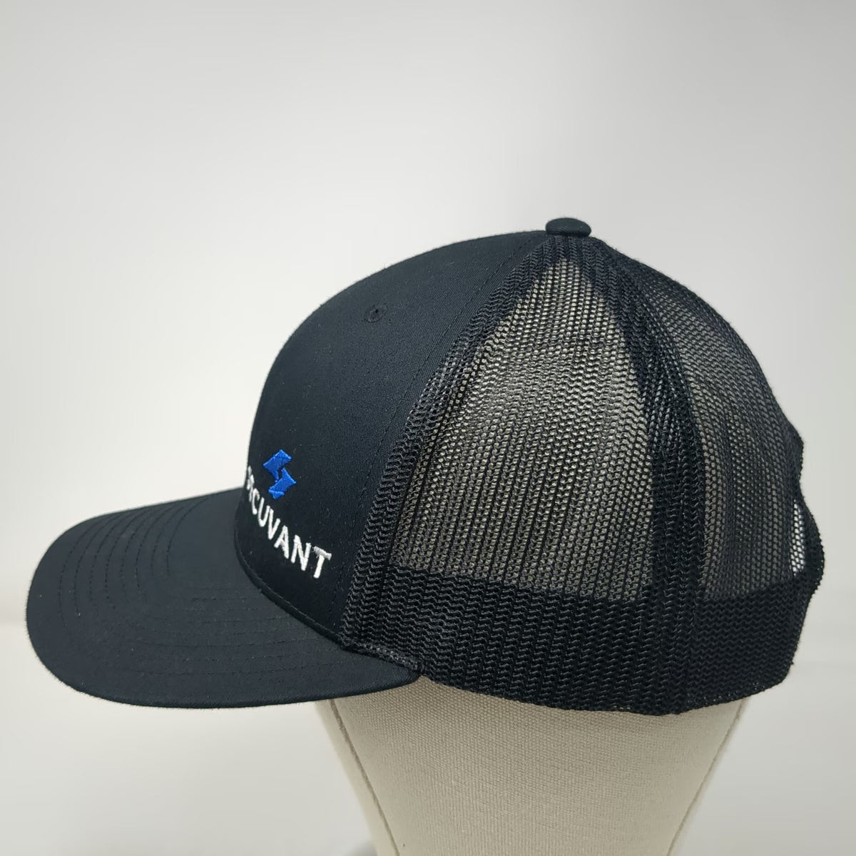Richardson Trucker Hat Black One Size Secuvant Embroidered Logo Mesh Snapback
