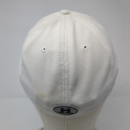 Under Armour Fitted Hat White Cream M/L Embroidered Vented Holes Polyester