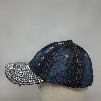 Unbranded Studded Strapback Hat Blue One Size Denim Adjustable 6 Panel