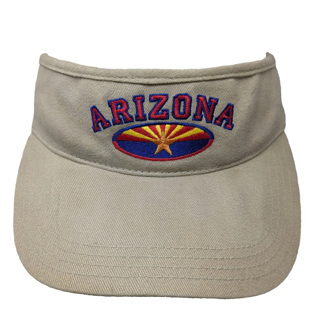 Captain Travel Arizona State Visor Beige One Size Cotton Strapback Logo Hat