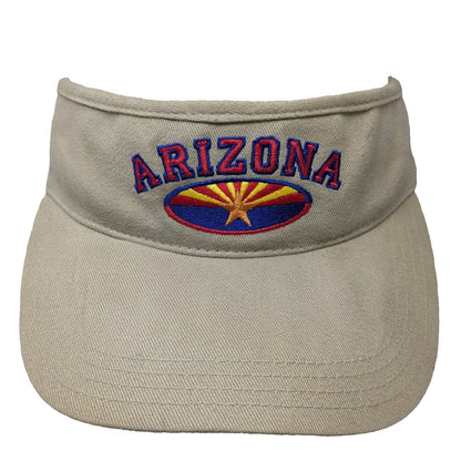 Captain Travel Arizona State Visor Beige One Size Cotton Strapback Logo Hat