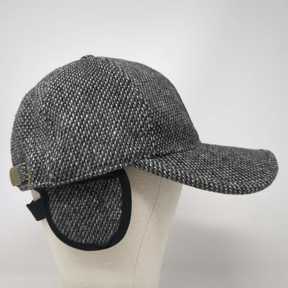 Ediko Baseball Cap Gray One Size Ear Flaps Tweed Textured Strapback Winter Hat