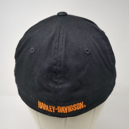 Harley-Davidson Black Baseball Cap M Embroidered Shield Logo Fitted Hat Orange