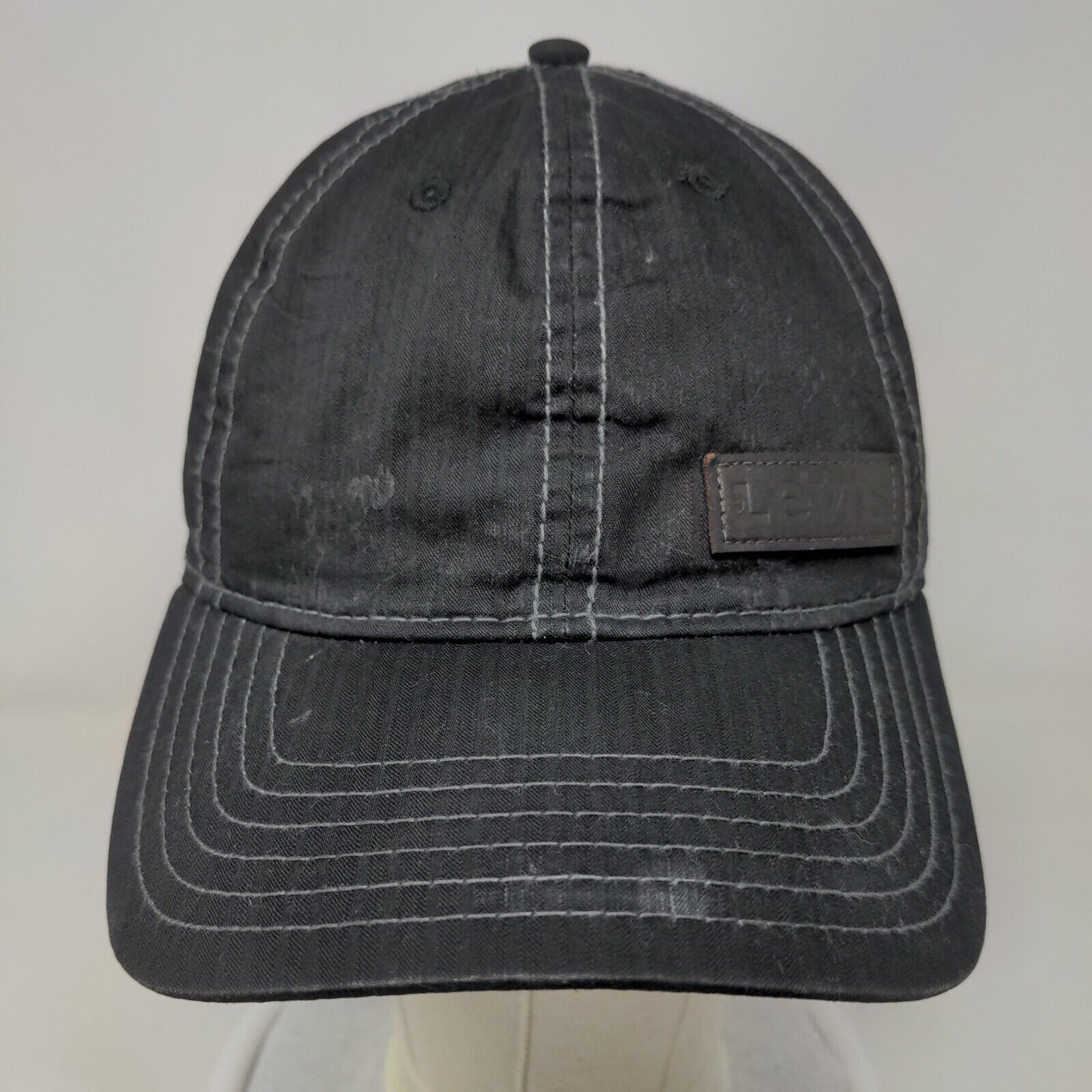 Levi's Leather Patch Strapback Hat Black One Size Adjustable 6 Panel