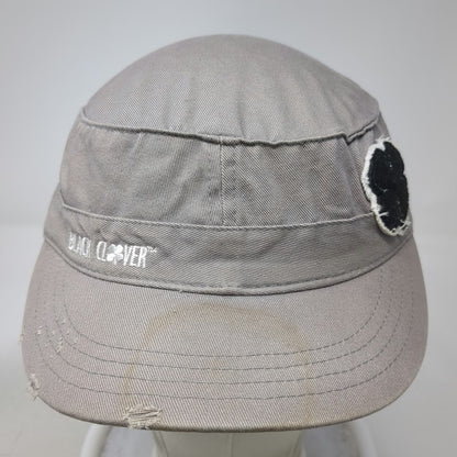 Black Clover Army Cap Gray One Size Distressed Brim Patch Live Lucky Cotton Hat