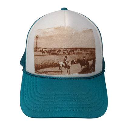 Otto Snapback Trucker Hat Greenish-Blue OSFM Adjustable Mesh Back Rope Polyester