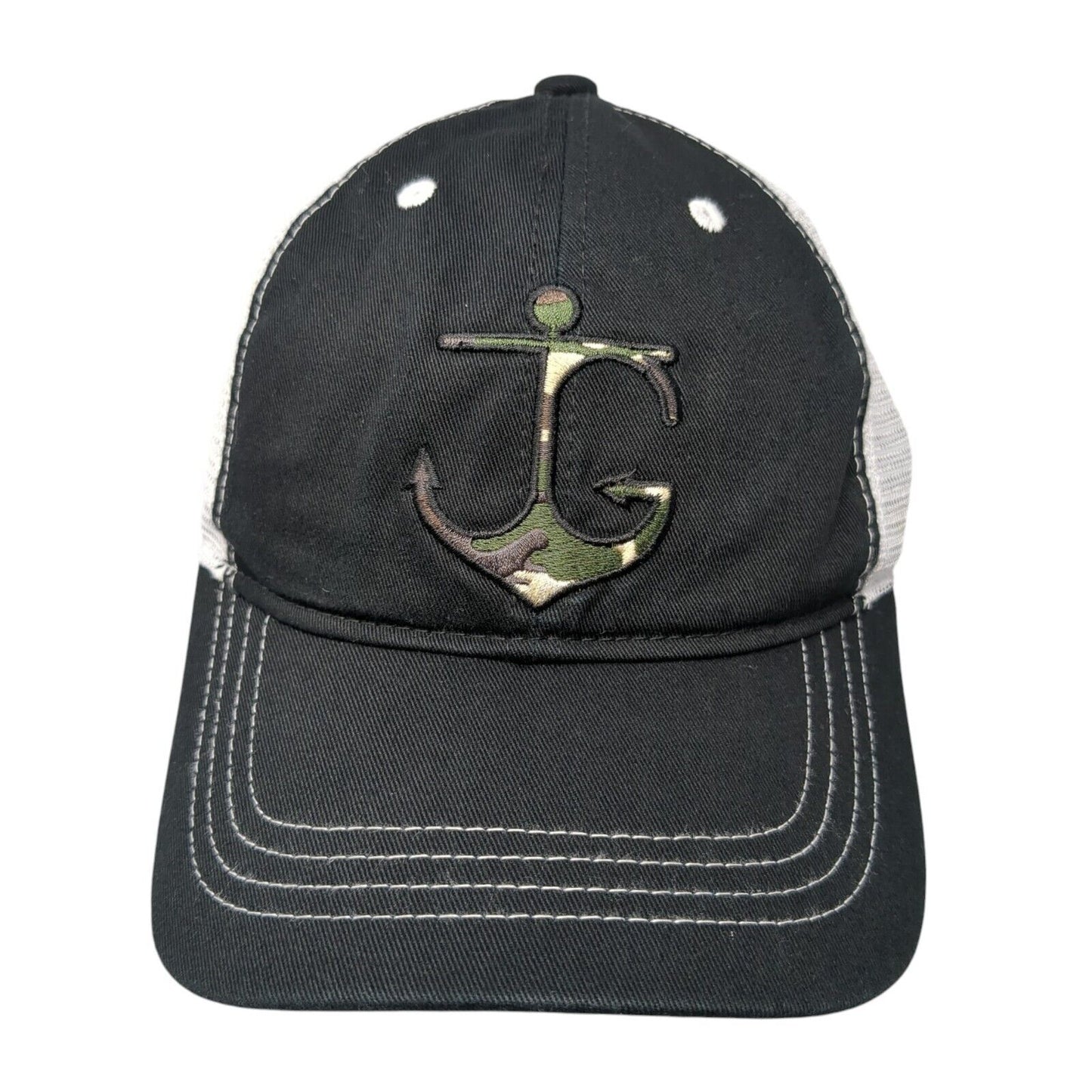 Jessie G Camo Anchor Snapback Trucker Hat Black One Size Mesh Back