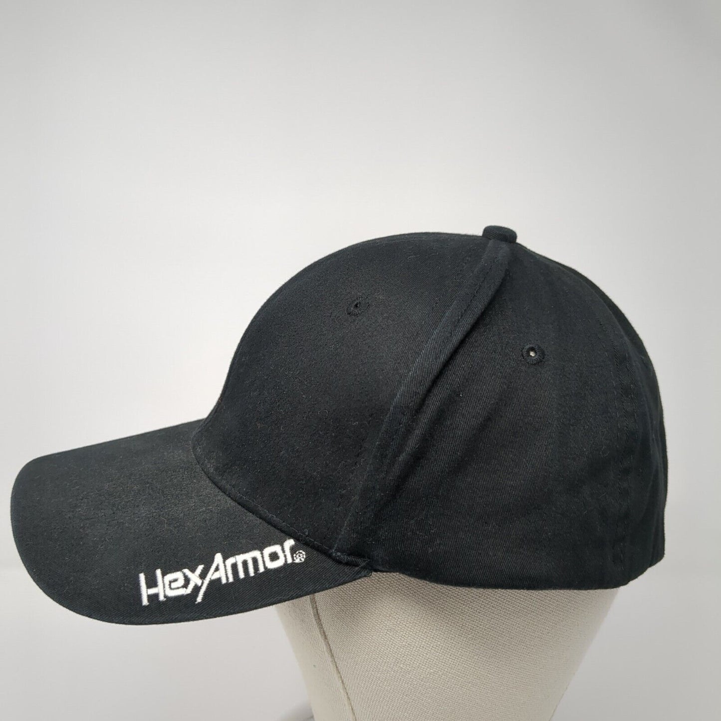 Hex Armor Fitted Hat Black L/XL Lightweight Embroidered Vented Holes 6 Panel