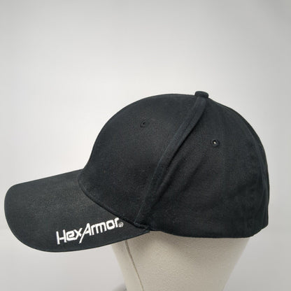 Hex Armor Fitted Hat Black L/XL Lightweight Embroidered Vented Holes 6 Panel