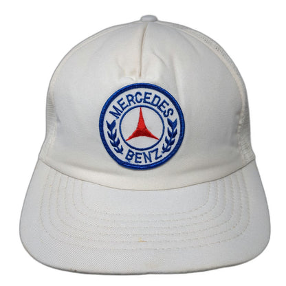 Mercedes Benz Patch White Trucker Hat Snapback Mesh Green Underbrim Cap Vintage