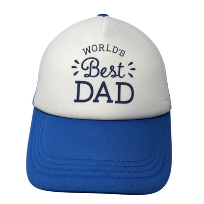 World's Best Dad Snapback Trucker Hat Blue One Size Mesh Back Colorblock