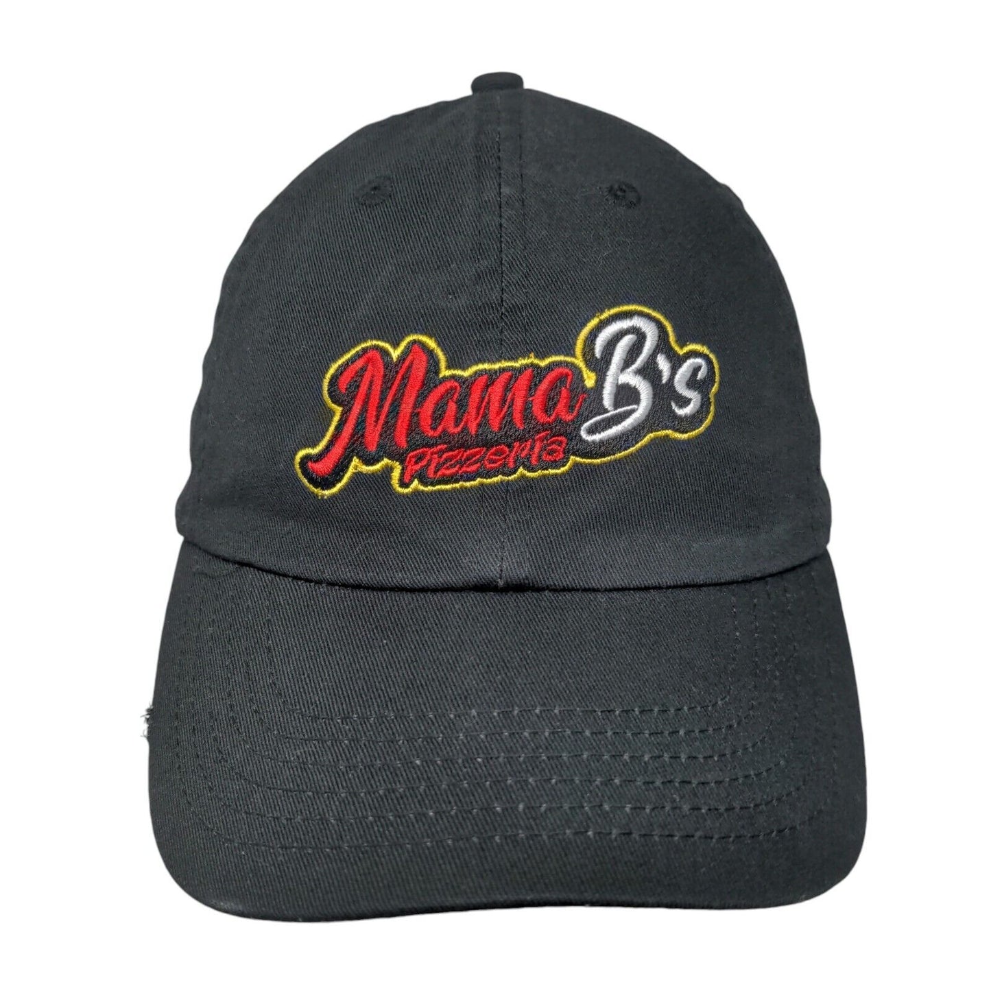 Mama B's Pizzeria Slideback Hat Black One Size Adjustable Embroidered Cotton