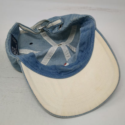 Polo Ralph Lauren Baseball Cap Blue One Size Denim Slideback Logo 6 Panel Hat