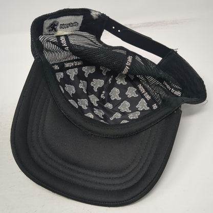 Hippy Trails Trucker Hat Black Blue One Size Bigfoot Sasquatch Colorado Mesh