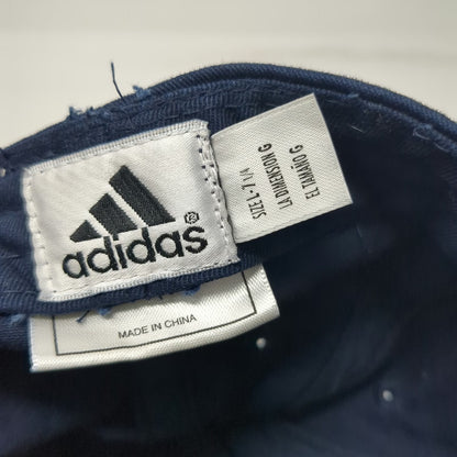 Adidas Baseball Cap Blue White 7 1/4 Fitted Hat Mesh Logo Curved Brim Piping