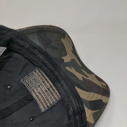 American Flag Patch Snapback Mesh Back Trucker Hat Camouflage One Size