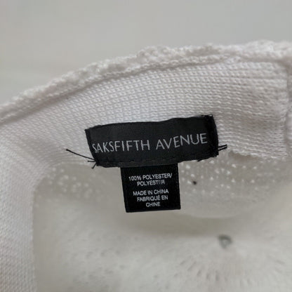Saks Fifth Avenue Strapback Hat White One Size Crochet Adjustable Blank