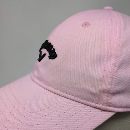 Callaway Strapback Hat Pink One Size Adjustable Embroidered Vented Holes Cotton